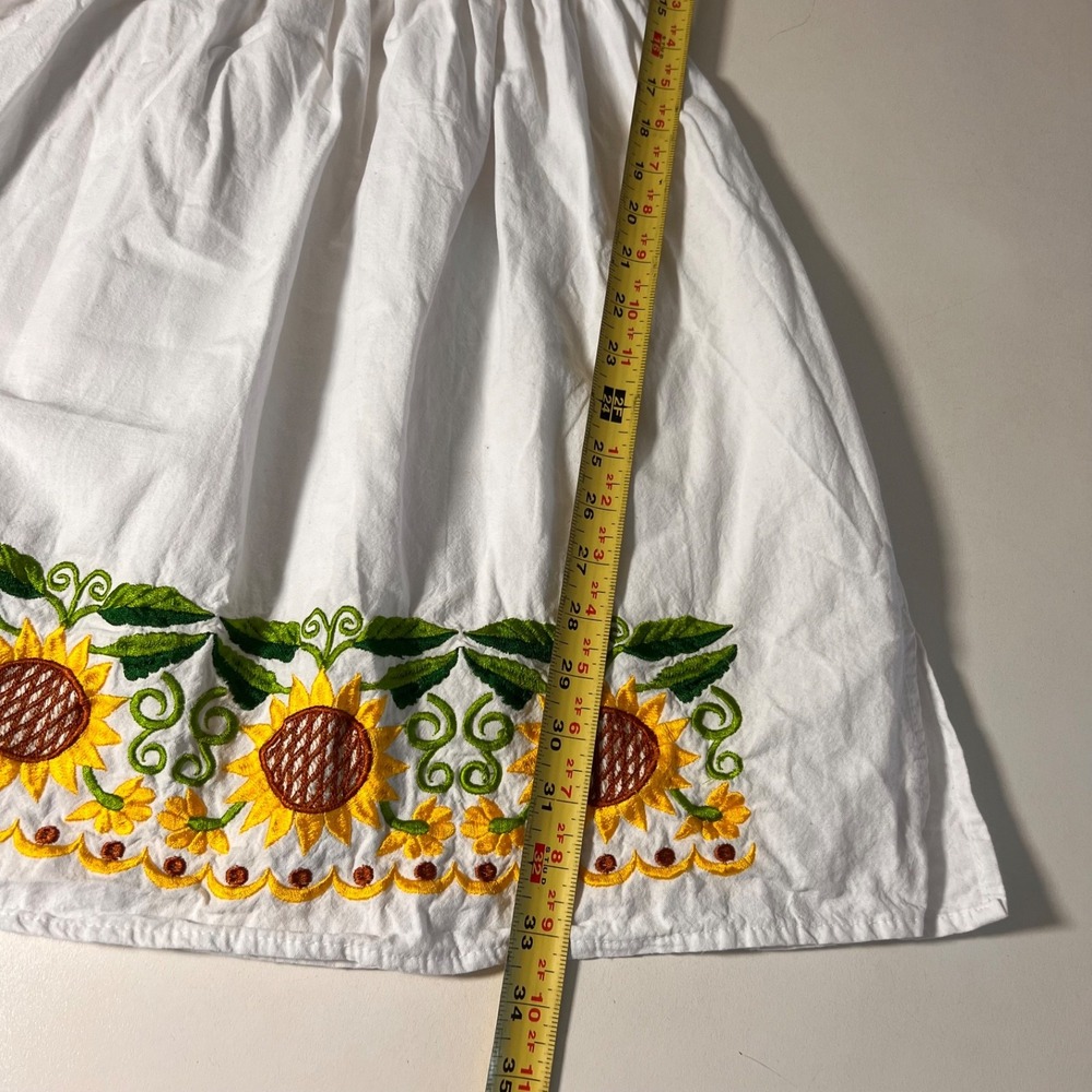 Vintage Boho Mexican Traditional Dress Size S Sunflower Embroidered Oaxacan - Picture 10 of 11